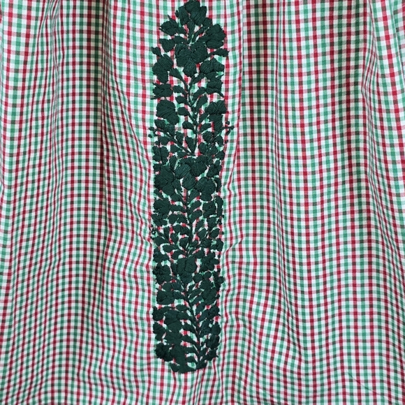 Mi Golondrina Peasant Blouse Crochet Yoke Gingham Artisan Puff Sleeve Top Sz.M - Picture 6 of 11